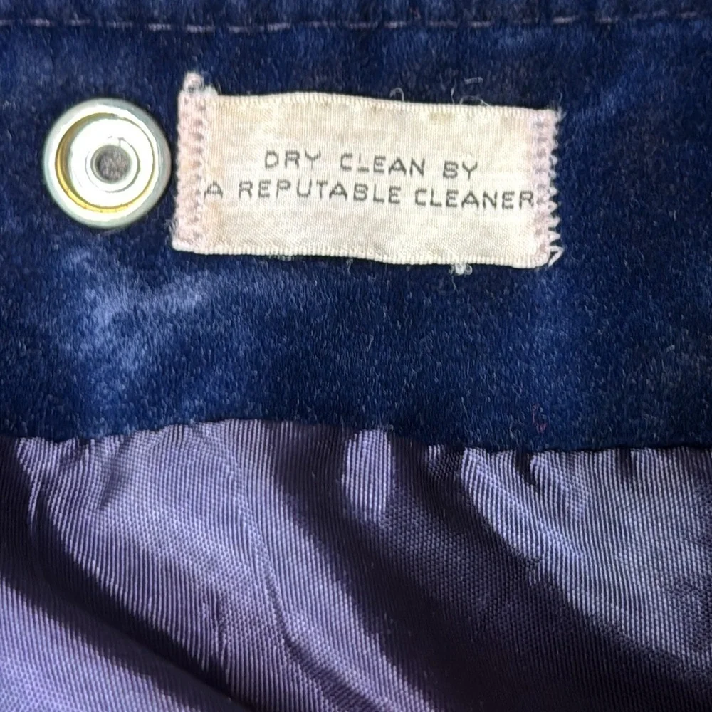 Vintage Blue Velveteen Snap Button Rockabilly Western Jacket Size Large 70s